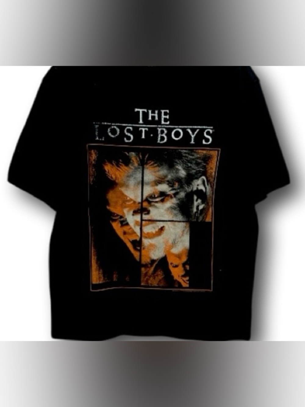 Gildan Black Ghost Graphic Tee with Orange and White Artwork